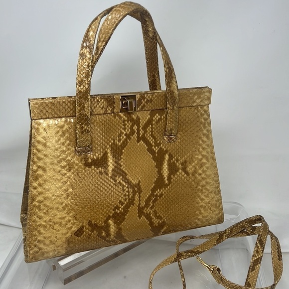 Susan Gail Python Structured Hand Bag Shoulder Bag - Picture 3 of 12